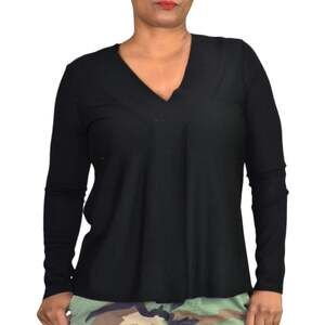 COS Wool Sweater Black Minimalist V Neck Jumper Knit Top Monochromatic Size XS